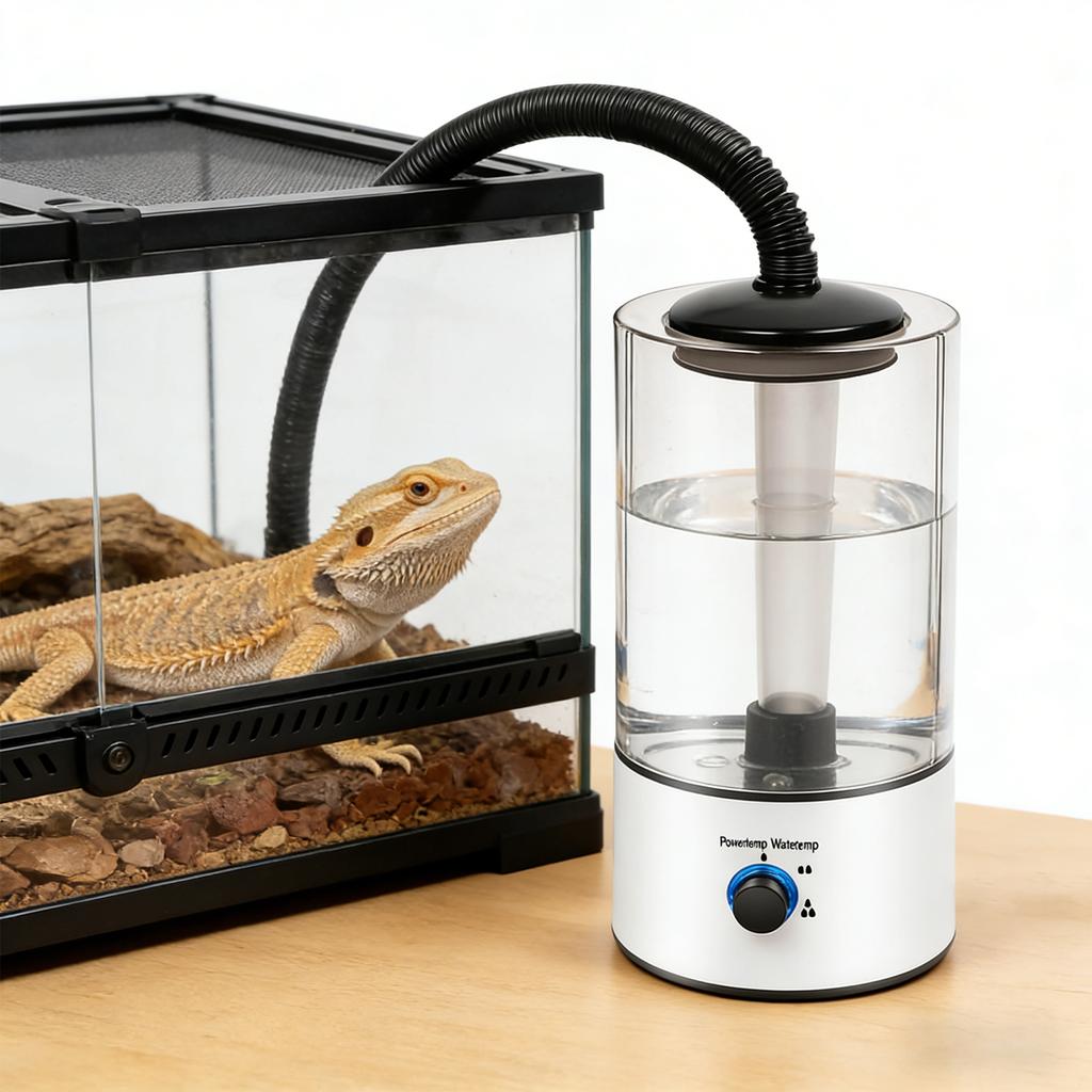 4L Professional Reptile Fogger with Adjustable Hose Quiet Cool Mist Maker Auto Shut-Off Automatic Atomizer Tank Pet Supplies