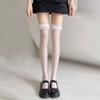 White Silk Bow Stockings For Women Japanese JK Over-the-knee Stockings Sexy Lace High Thigh Fishnet Stockings