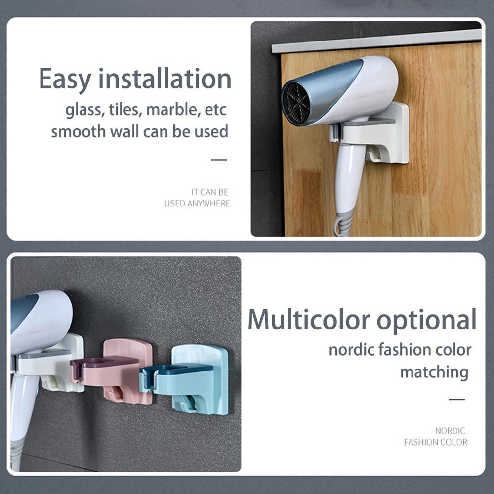 Punch-free Bathroom Organizer Wall Mounted Storage Rack Hairdryer Holder Wall Shelf Hanger