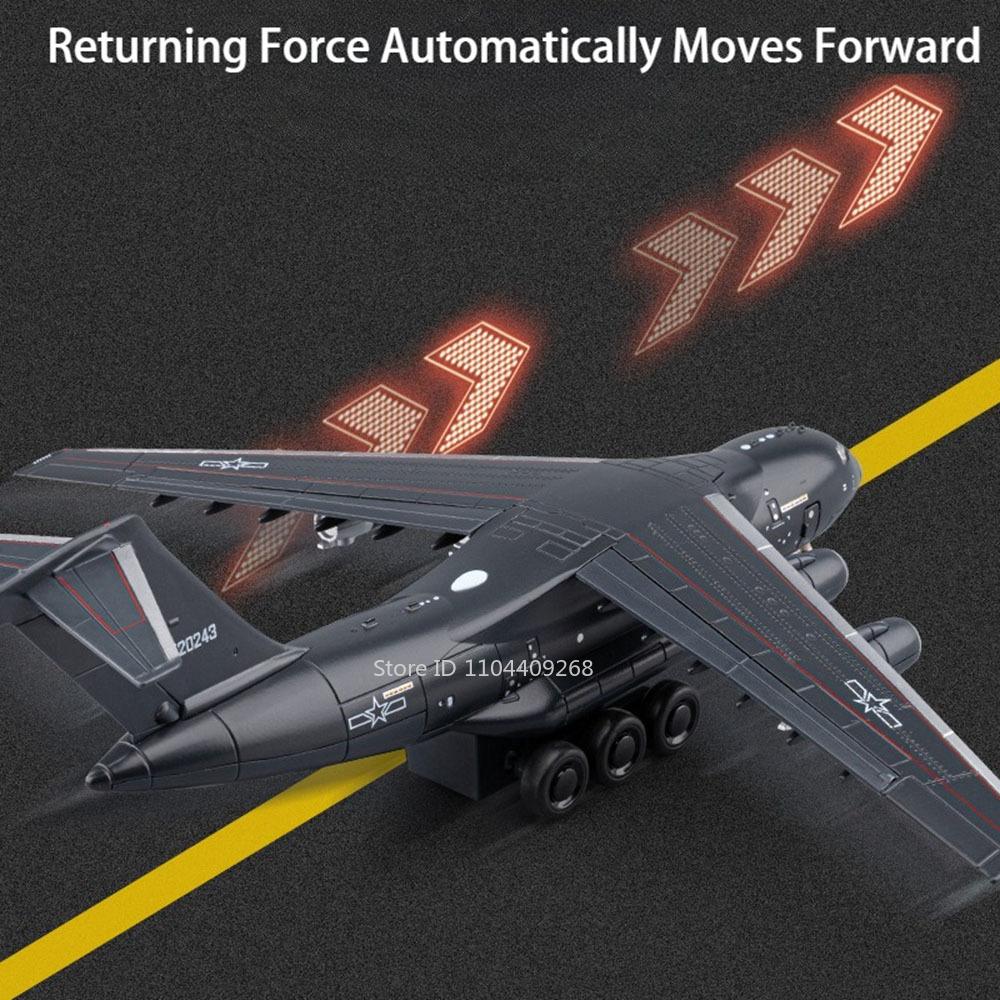 1:180 Y-20 Transport Plane Model Toy Car Music Light Pull Back Drop Resistant Combat Aircraft Military Models Ornaments Boy Gift