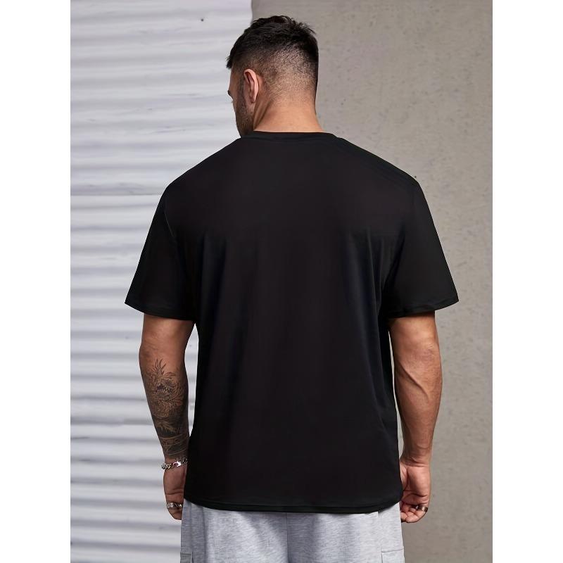 Tallas Europeas Tallas Grandes para Hombre Camisetas Casuales Modernas con Estampado Gráfico Cómodas de Cuello Redondo Manga Corta, Camisetas Sueltas Oversize de Verano