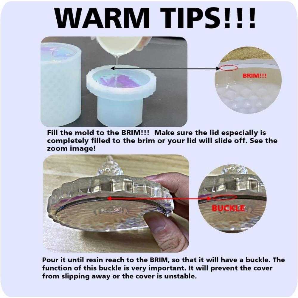 Large Resin Box Molds with Lids, Vintage 3D Jar Silicone Mold, Trinket Storage Container Box Mold for Resin Casting Home Decor