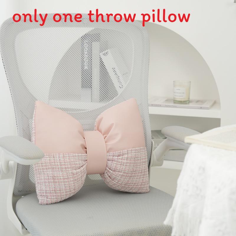 Rosa Satin-Schleifen-Lounge-Kissen mit Plüschbezug für Schlafzimmerdekoration und Bürokomfort