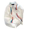 Colorful Ribbon Shirts for Women Long Sleeved Single Breasted Lapel Women's Blouses Vintage Loose Ladies‘ Pocket Tops