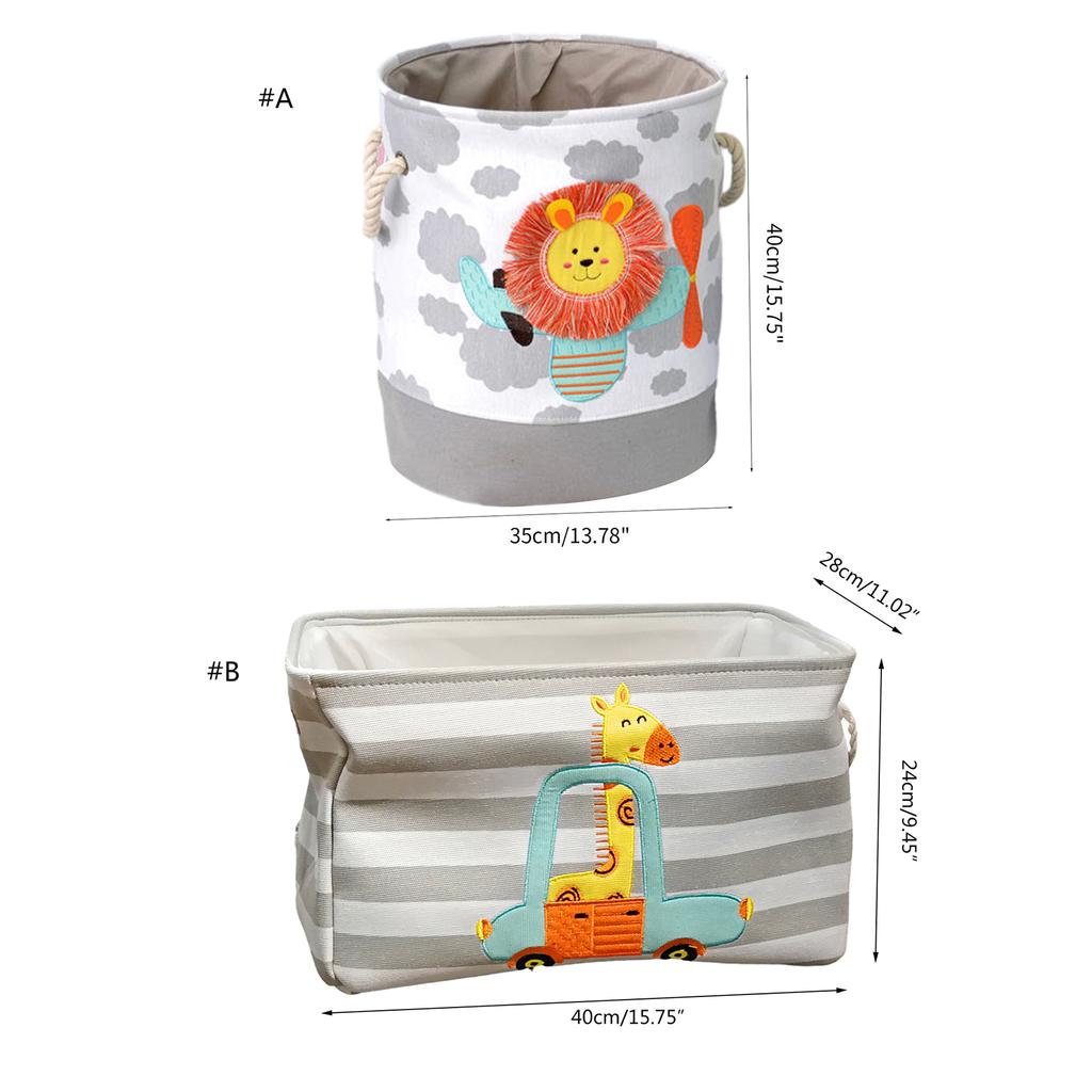 Canvas Clothes Basket Lions Giraffe Laundry Hamper with Handles Waterproof Storage Organizer Perfect for Kids Boys Girls