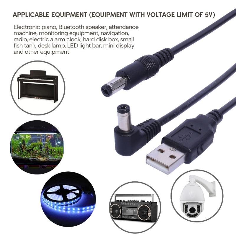 Reliable USB to DC5.5 x 2.1mm Power Cable Suitable for Navigation, Radios, and Alarm Clocks 1meter/39.37inch Length