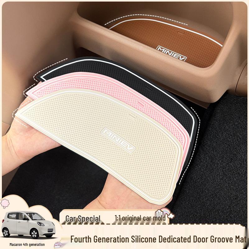 

Compatible Door Slot Mats & Cup Holder Liners for Hongguang MINI Macaron Gen 4: Anti-Slip, Decorative Storage Solutions Cream White 14-piece Set