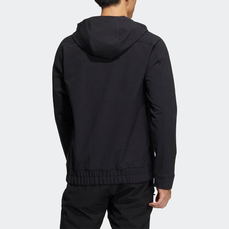 Adidas FW22 Solid Color Logo Print Hooded Jacket Unisex Outerwear Black IA1767