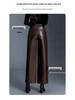 Women's High-Waisted Leather Pants - 2025 Autumn/Winter Loose Straight-Leg Lambskin