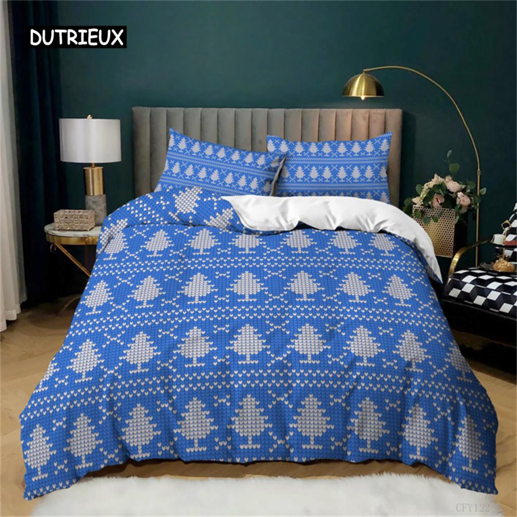 Santa Claus  or Elk Duvet Cover Bedding Set Full Queen for Boys Girls Gifts Bedroom Microfiber Comforter Cover with Pillowcases
