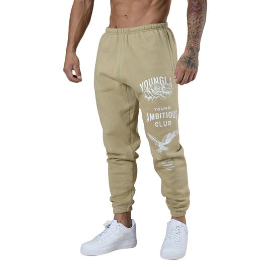 Men Sport Pants Drawstring Elastic Waist with Pockets Printing Joggers Loose Ankle-banded Solid