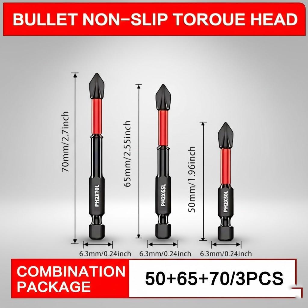 

Anti-Slip Phillips Screwdriver Bits Impact-Resistant Tungsten Steel Magnetic Tips Electric Screwdrivers 3/6/10PCS