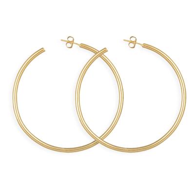 [P1693] - Gold Plated Hoop Earrings 'Simplicity' - 5 Cm 2 Mm