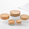 Frostat bambukrämburk med trälock - Återfyllbar kosmetisk behållare (5-100g)