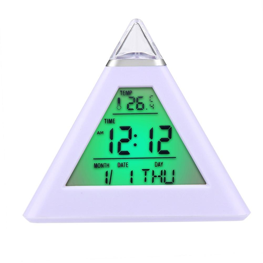 LED Decor 7 Change Color Alarm Clock Mute Electronic Clock Office Desk Clock