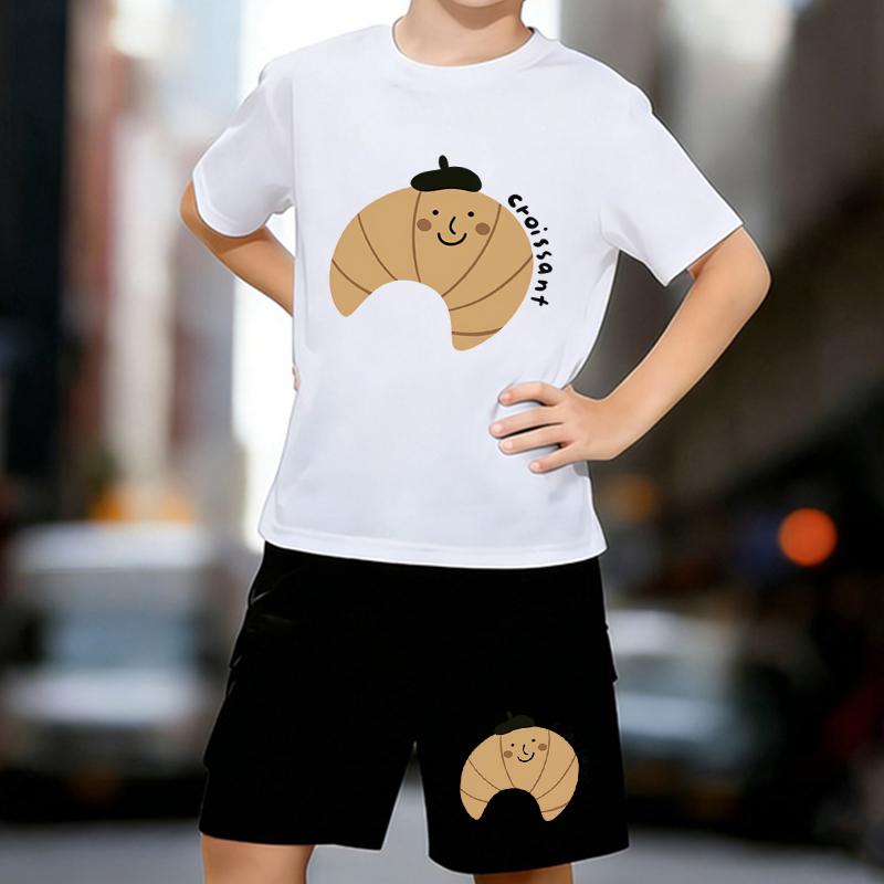 

Boys 2 Piece Cute smiling face printed Outfit, Short Sleeve T-Shirt and Shorts Set for Kids Age 5-14,Black Sporty Casual Summer Clothes 13-14 Years білий