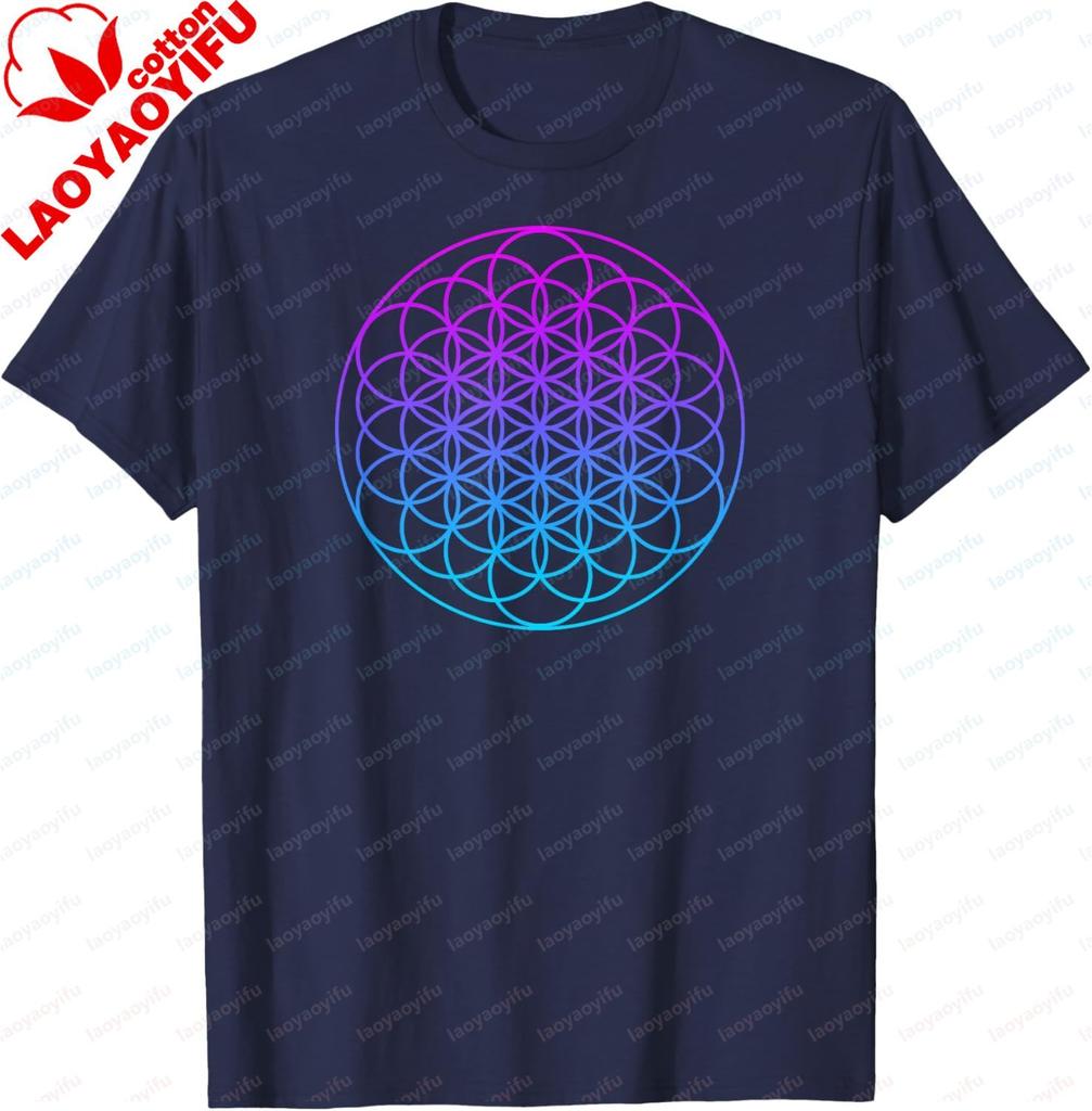Sacred Geometry Shirt Flower Of Life Tshirt Unisexs And Unisexs 100 Cotton Shortsleeved Shirt Couple Y2k Graphic Tee