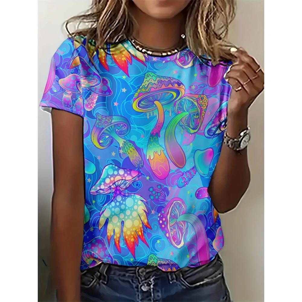 Vintage Flower Print T shirts For Women's Summer Tops Casual Short Sleeve Girls Tees Streetwear Clothing Ladies T shirt Tops