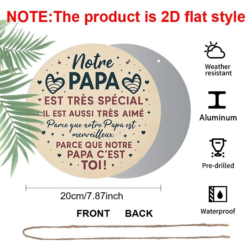2D Flacher Aluminiumanhänger zum Vatertag, in verschiedenen Größen erhältlich. Mit einem beigen Hintergrund und Herzdekoration ist es eine ideale Wahl für Zuhause