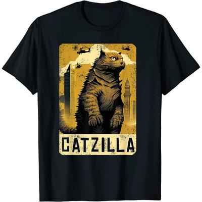 DVGRR Catzilla Funny Cat Parody Kitten Tomcat Kitty Feline Lovers T-Shirt