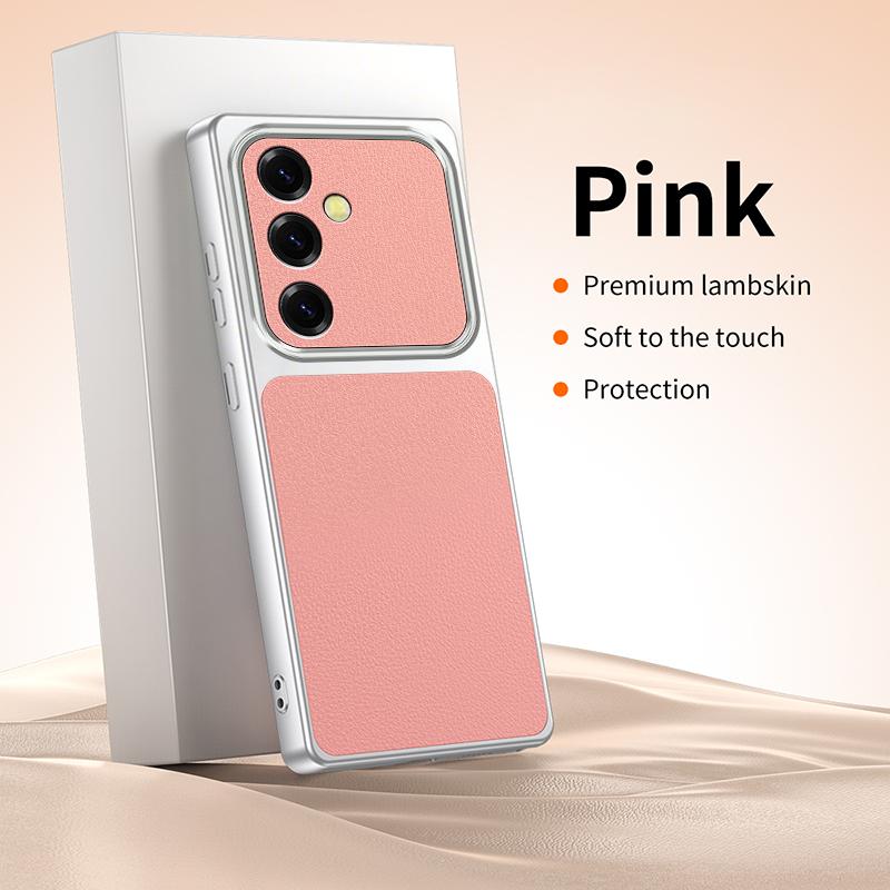 Faux Leather Phone Case for Samsung Galaxy S25 S24 Plus S23 FE S25+ S24+ 5G Fashion Plating Lychee Grain High Quality Back Cover