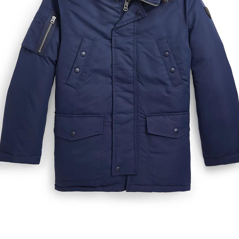 Polo Ralph Lauren Solid Color Hooded Padded Zip Jacket Kids Jackets Navy-Blue 323880398001