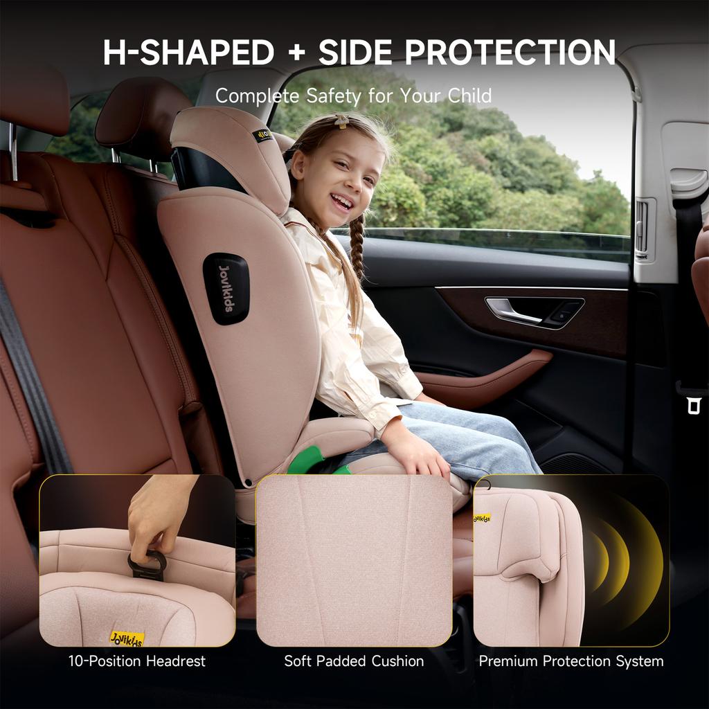 Leon Highback Booster Seat, ISOFIX, i-Size R129, 100-150cm, 3-12 Years, Seatbelt Clip (Pink)