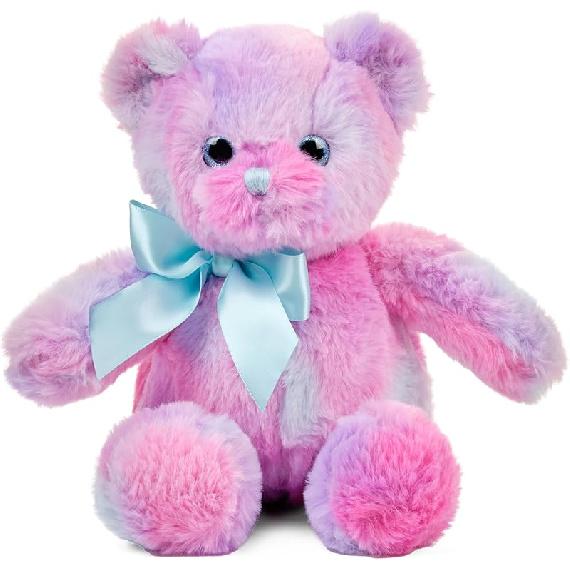 Bearington Rainbow Teddy Bear: Lil Gem Bear, Handsewn 12” Plush Animal in Rainbow Pink, Blue and Purple, Made with Ultra-Soft Fur, Machine Washable 12