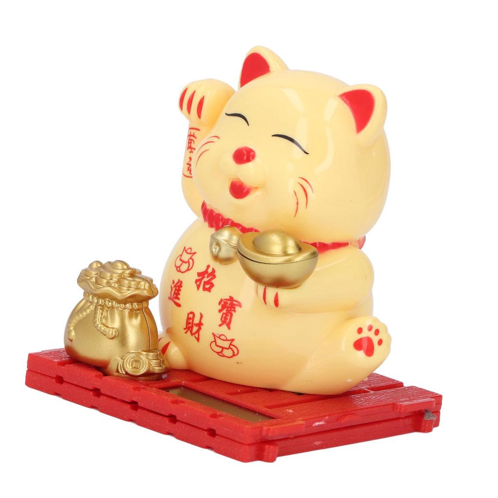   Cat Waving Arm Vivid Lovely Chinese Cat Solar Fortune Cat Statue Decoration for Decorating Front Desk Car Business Openings