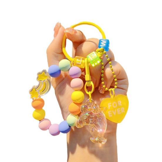 Wrist Strap Phone Chain Beaded Charm for Women Cute Dolphin Animal Keychain Anti-Lost Bracelet Lanyard for Cell Phone Bag Purse