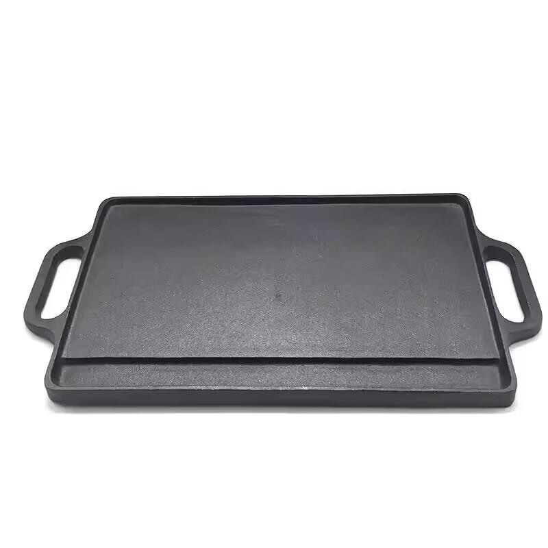 ZISIZ Rectangular Double-Sided Cast Iron Outdoor Grill Pan
