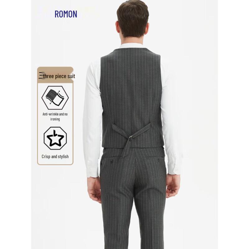 ROMON E Men's Striped 3-Piece Business Suit