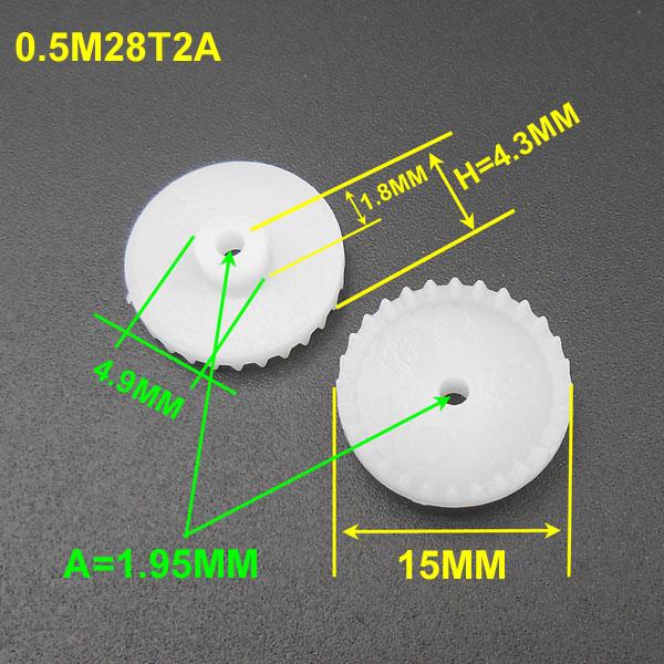 100Pcs/Lot 0.5M 28T Plastic Crown Gear 0.5 Modulus 28 Teeth Bore Hole Aperture 2MM 1.95MM 2A Reduction H: 4.3MM Dia. 15MM C282A