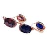 Purple Gold-Plated Rose Gold Inlaid With Smoke Blue Stone Egg Surface Temperament Style Fashion Trend Colored Gold Ear Buckle