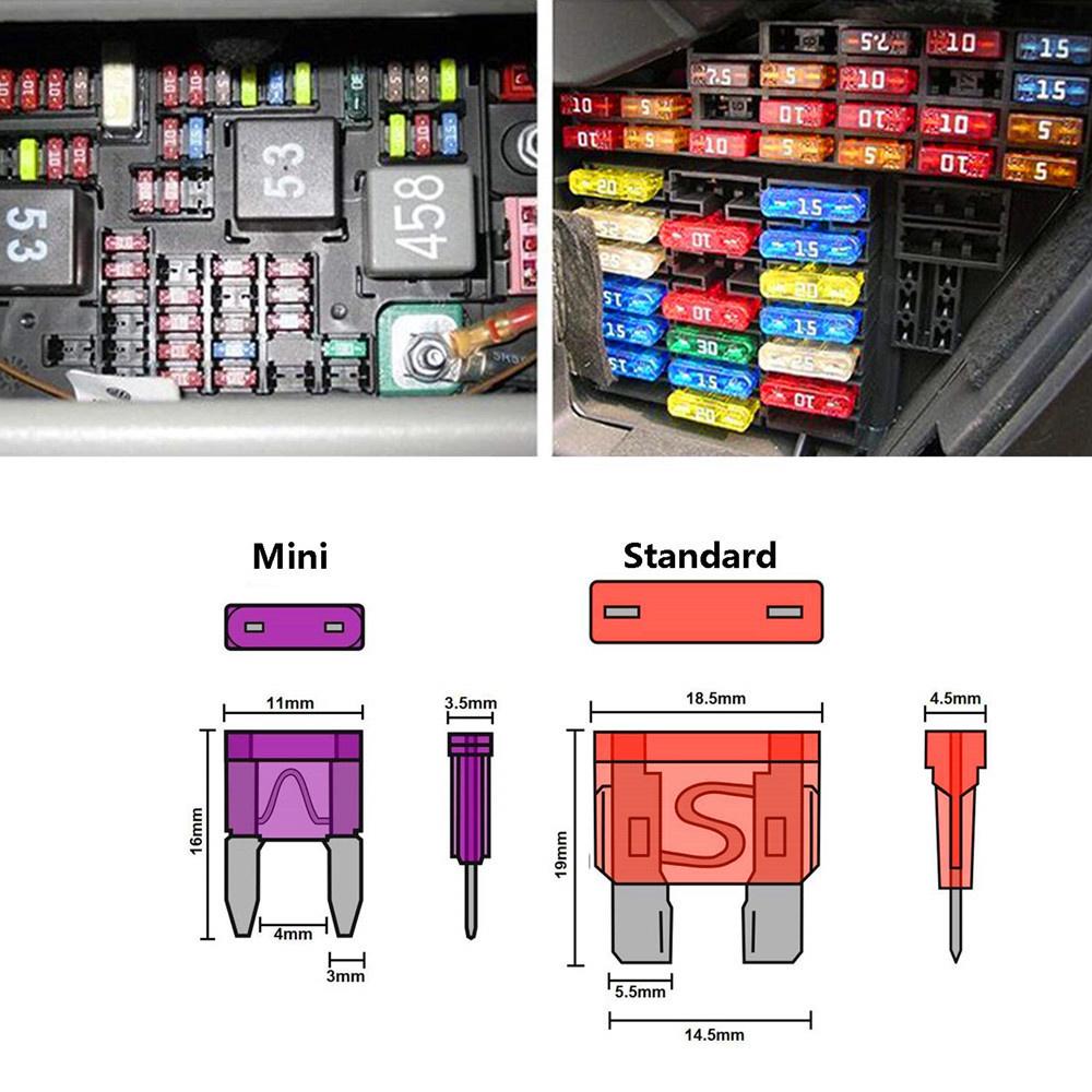 140 Pcs/Box Car Blade Fuse Assortment Kit Mini Blade Fuse Medium Standard Mixed