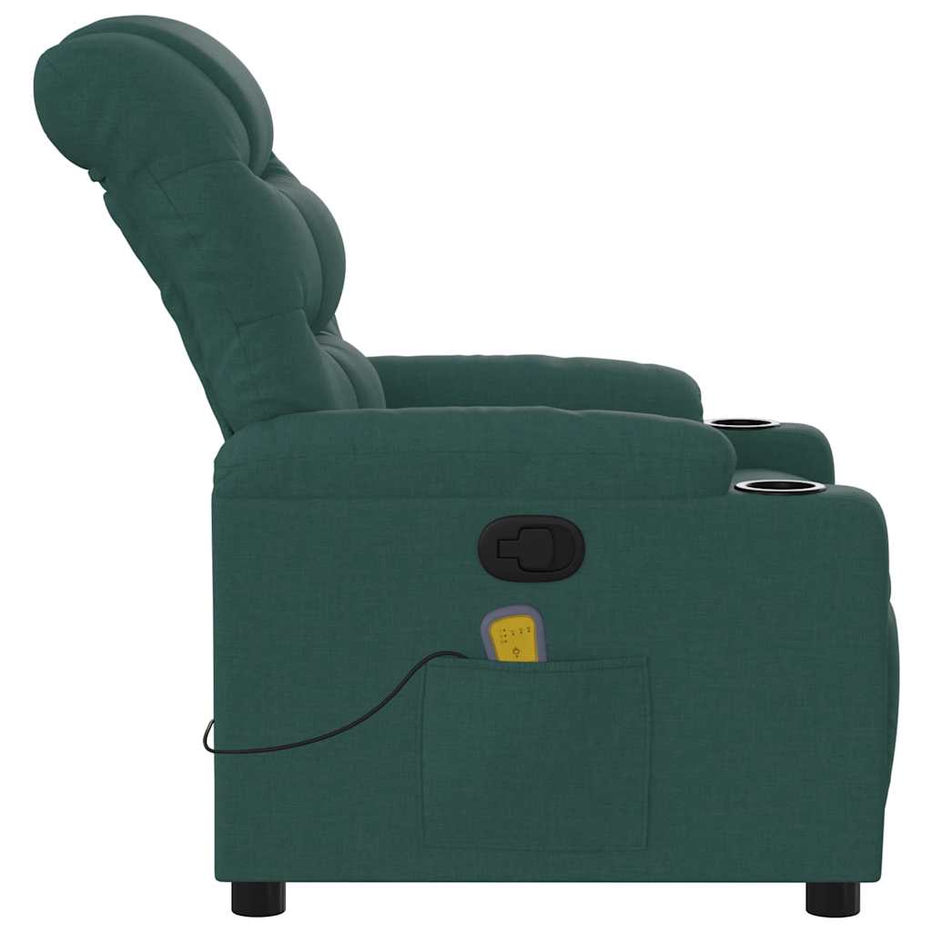 Vidaxl Foldable Massage Armchair, Dark Green, Fabric Upholstered
