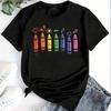 Mode Frauen süße Cartoon Crayon Print T Shirt lustige lässig O-Ausschnitt kurze Ärmel T-shirt Sommer weibliche T-Shirt