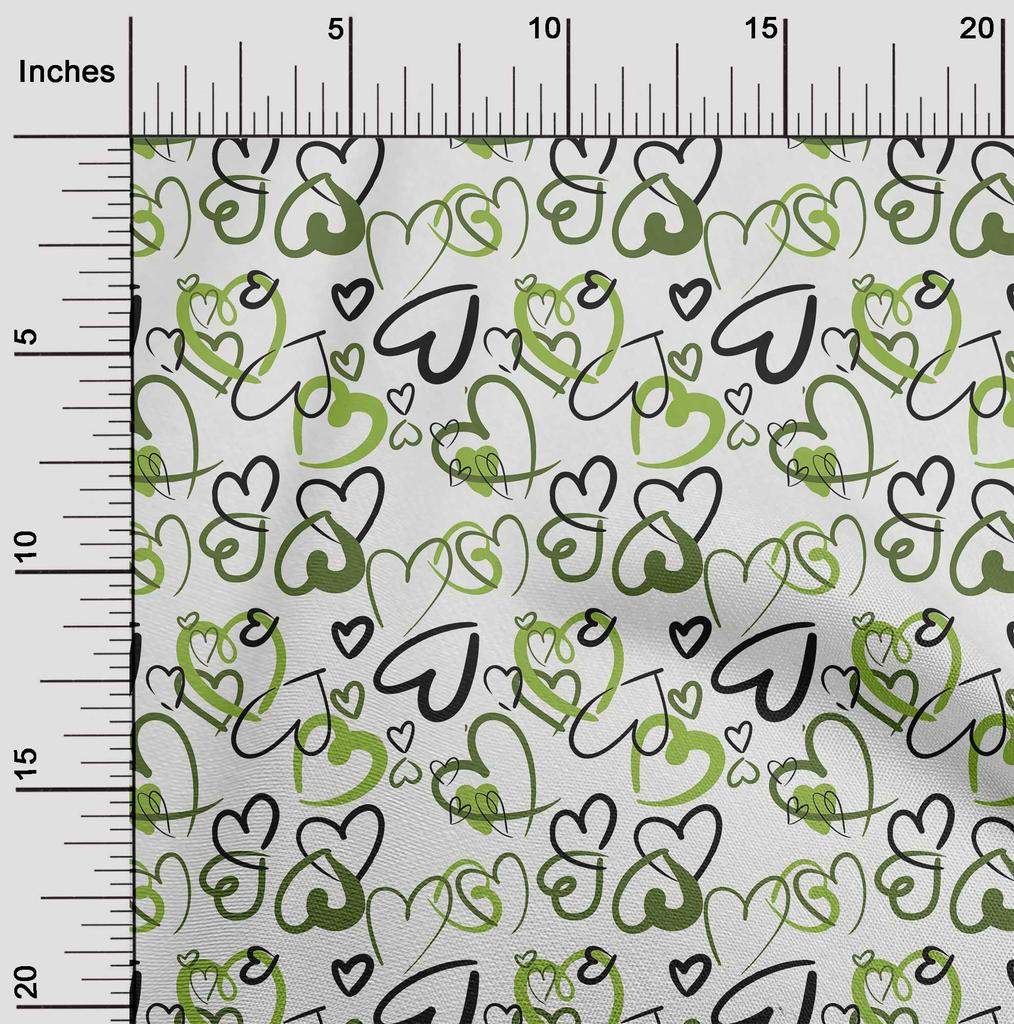 oneOone Cotton Flex Green Fabric Valentine Heart Diy Clothing Quilting Fabric Print Fabric By Yard 40 Inch