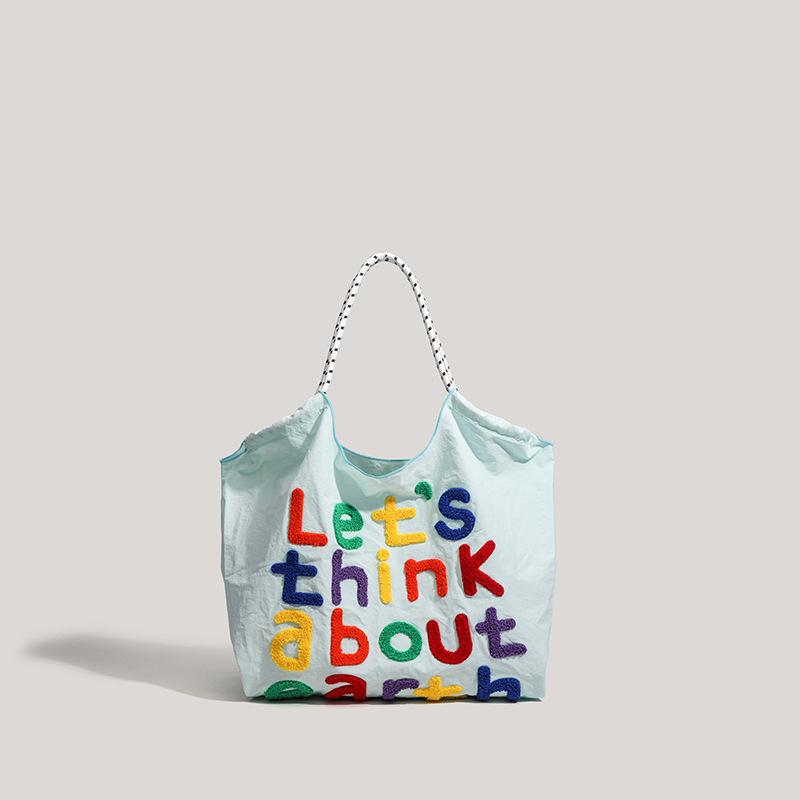 

Versatile single shoulder large capacity drawstring women s hand carry shopping bag fashion casual canvas bag синий