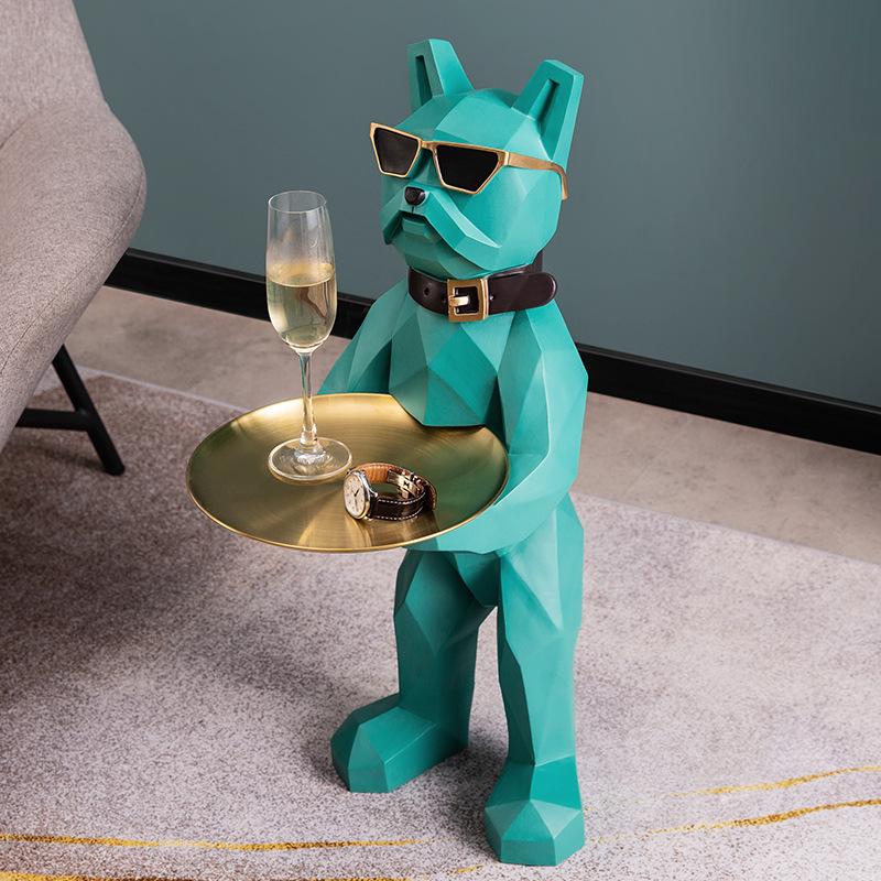 Creative Dog Figurines Luxury Modern Funny Figurines with Storage Tray Art Aesthetic Interior Ornaments Home Room Decoration