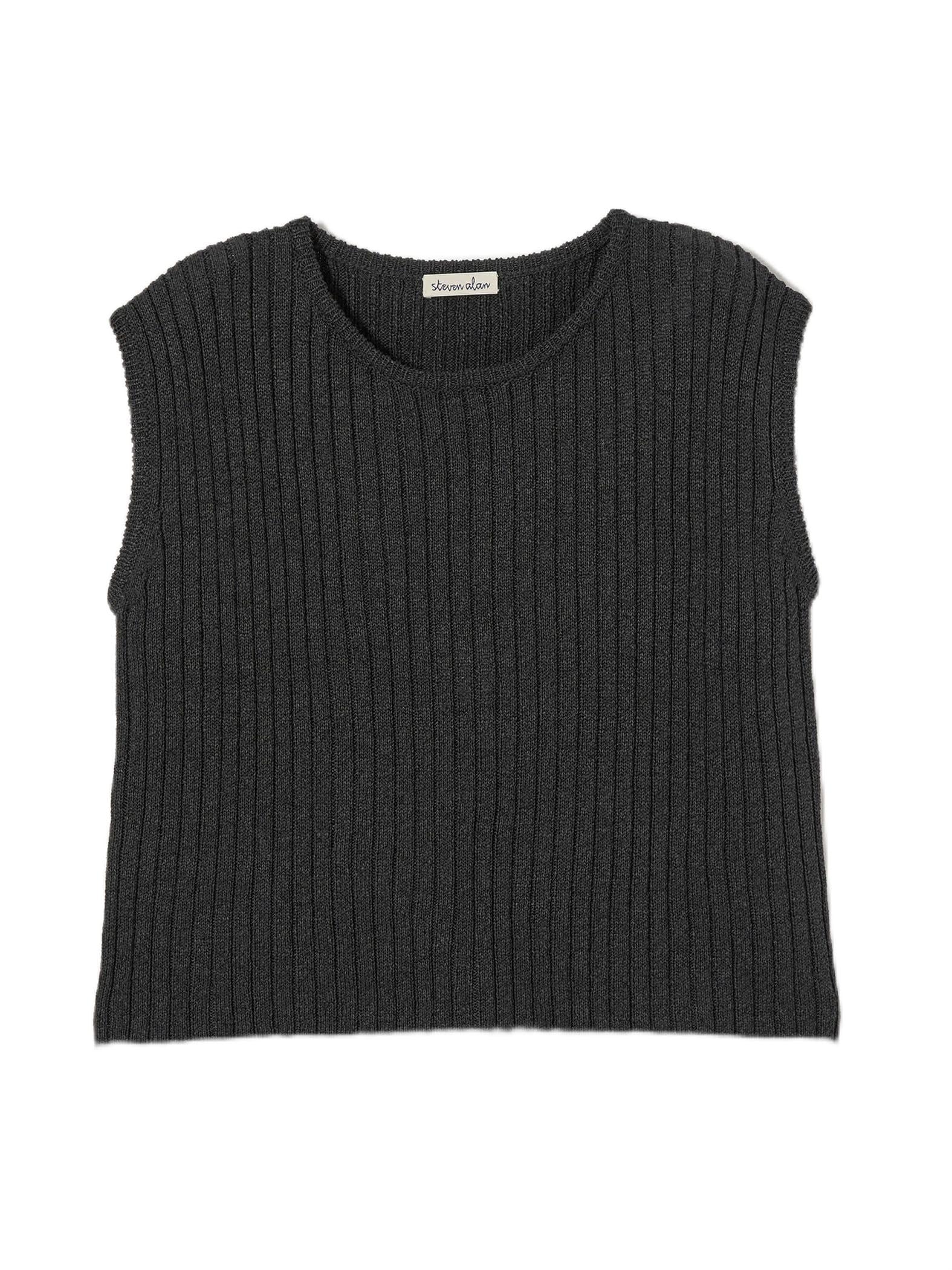 

Beauty Youth United Arrows Steven Alan Вязаный топ без рукавов в рубчик 82181990245 0900 FREE & ЧЕРНЫЙ(09)