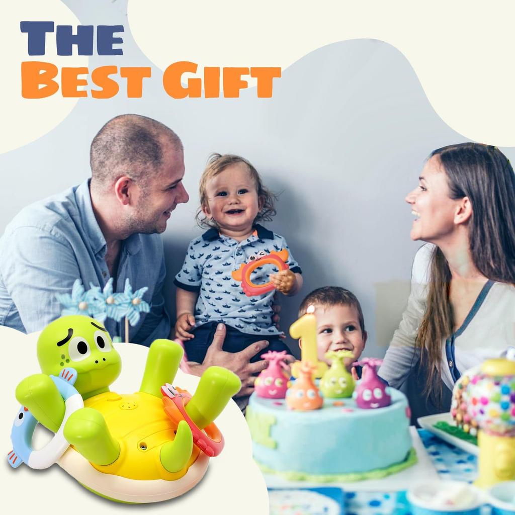 Baby Bath Toys Rechargeable Turtle Bath Toy Sprinkler for Kids Toddler with 5 Rings Bathtub Fountain Spray Toy Mold Gifts