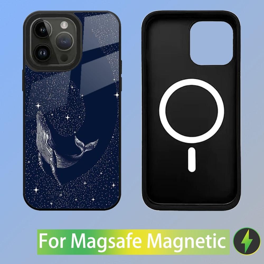 Ocean Animal Whale Painting Phone Case For iPhone 15,14,13,12,11,Plus,Pro,Max Mini Magsafe Magnetic Wireless Charging