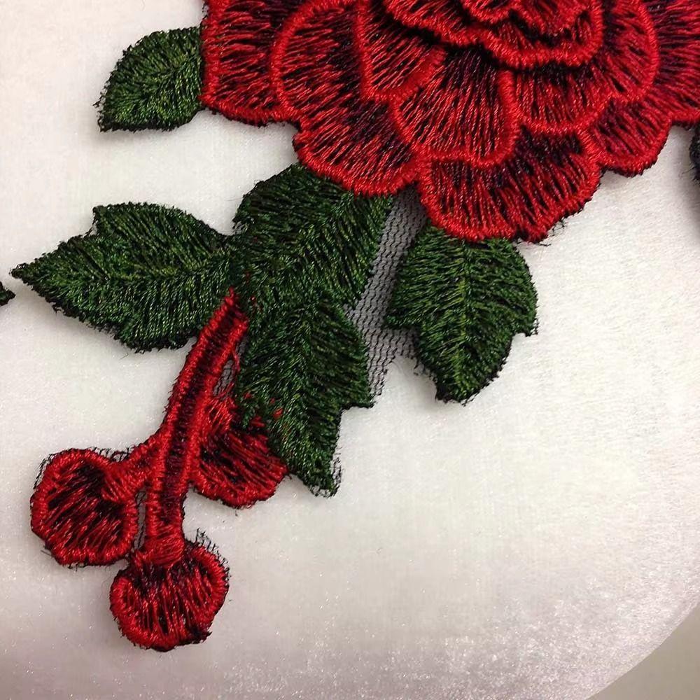 24*12CM Rose Flower Patch Red Floral Patches  Dress Hat Bag Jeans Applique