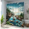 Nature Landscape Shower Curtain 70.8x 70.8 "-Scenic Coastal View including Mountains, Pines and Tranquil Lake Shower Curtain