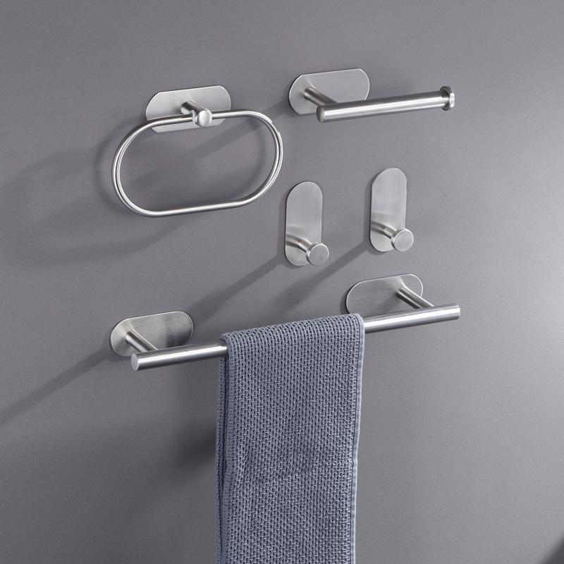 Durable Towel Holder Self-Adhesive No Drilling Bathroom Hook Stainless Steel Bathroom Organizer Kitchen Storage Rack