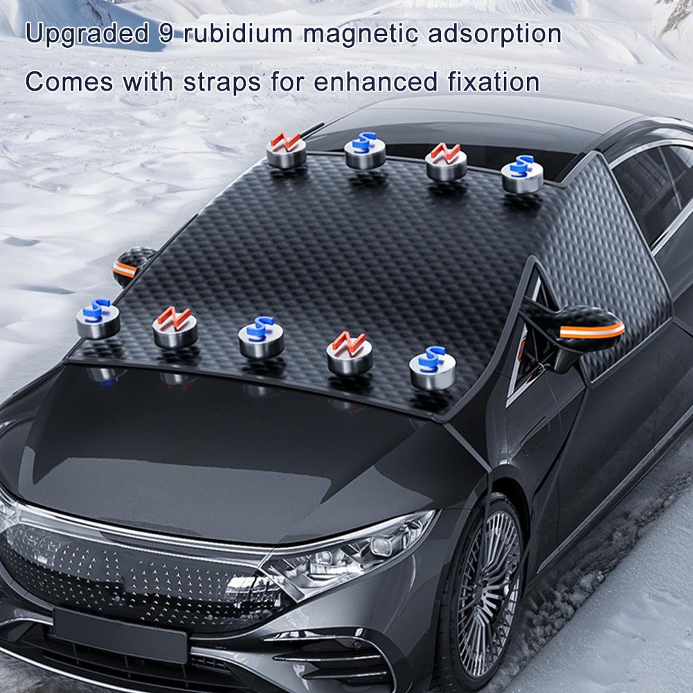 Husă de parbriz pentru gheață și zăpadă, husă de iarnă îngheț pentru mașină, rezistentă la intemperii, huse de parbriz rezistente la praf cu oglinzi laterale