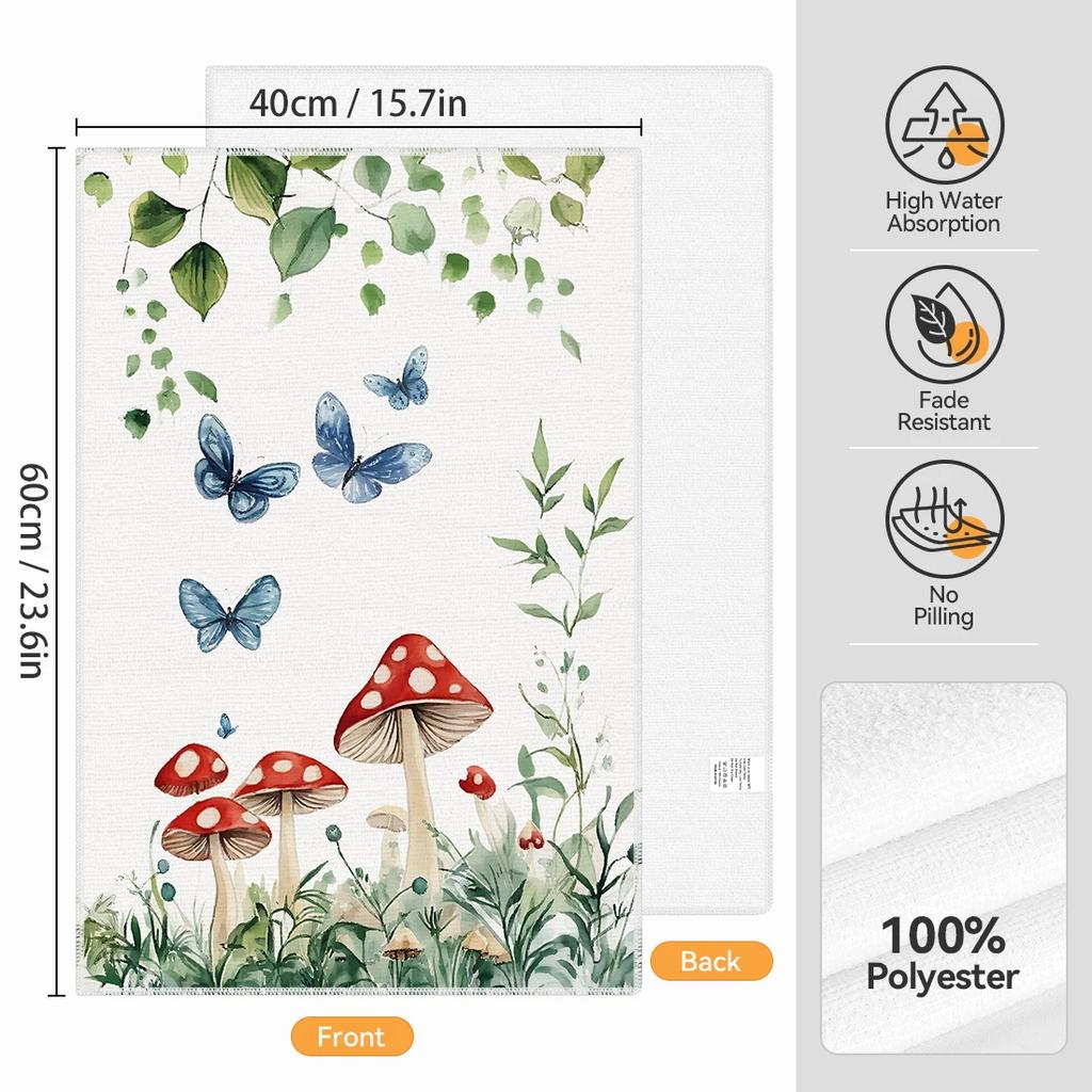 2pcs/set Kitchen Towels 40x60cmMushroomHand Towels Christmas Decorations for Home Noel Dish Towels Gifts