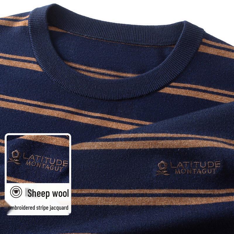 MONTAGUT Herren Weicher Rundhals Colorblock Wollmischpullover