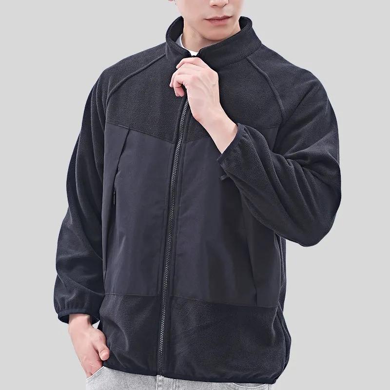 Men Fleece Outdoor Jacket Liner Casual Coat Autumn Winter New Style Warm Sports Solid Color Jacket